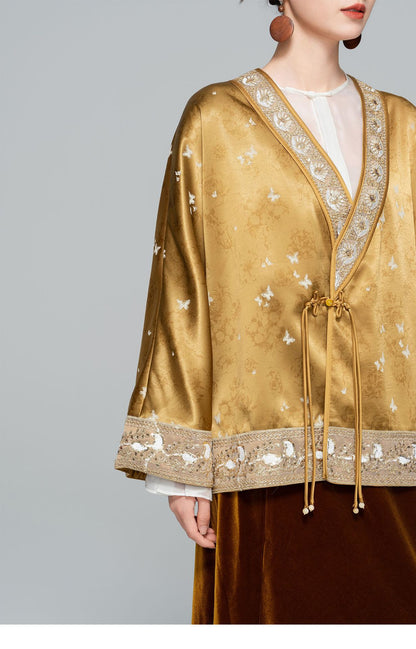 High-End Butterfly Embroidered Outerwear for Women