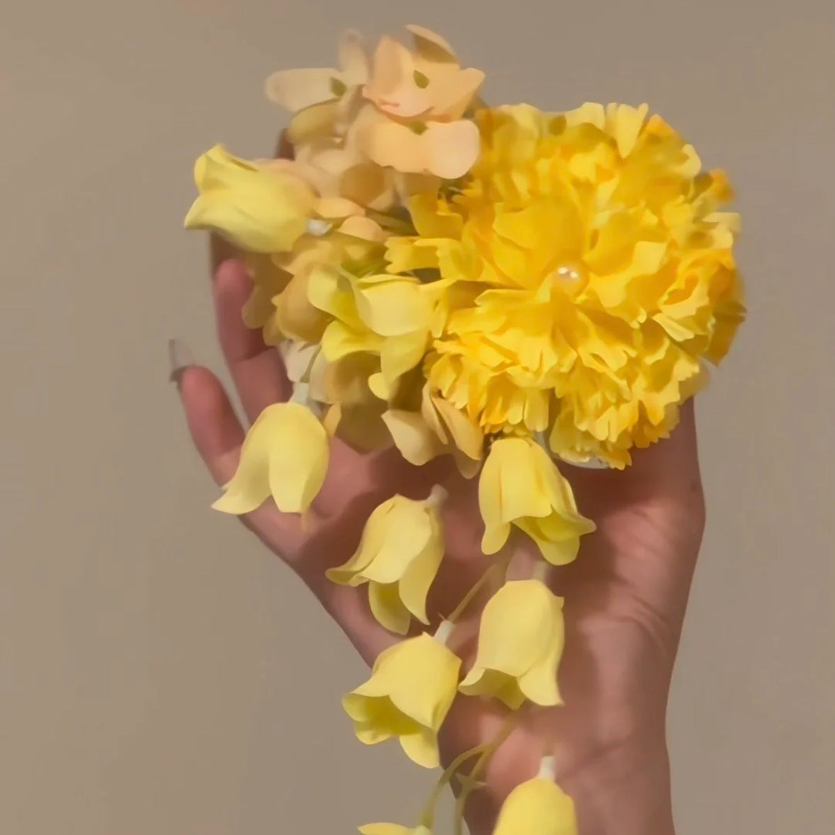 Yellow Floral Tassel Hair Clip New Chinese Style Vintage Hair Accessory