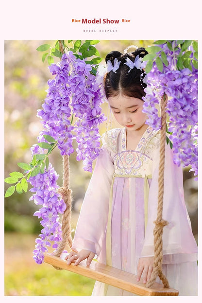 Girls Spring Hanfu — Purple Fairy Ruqun Dress for Children Cosplay