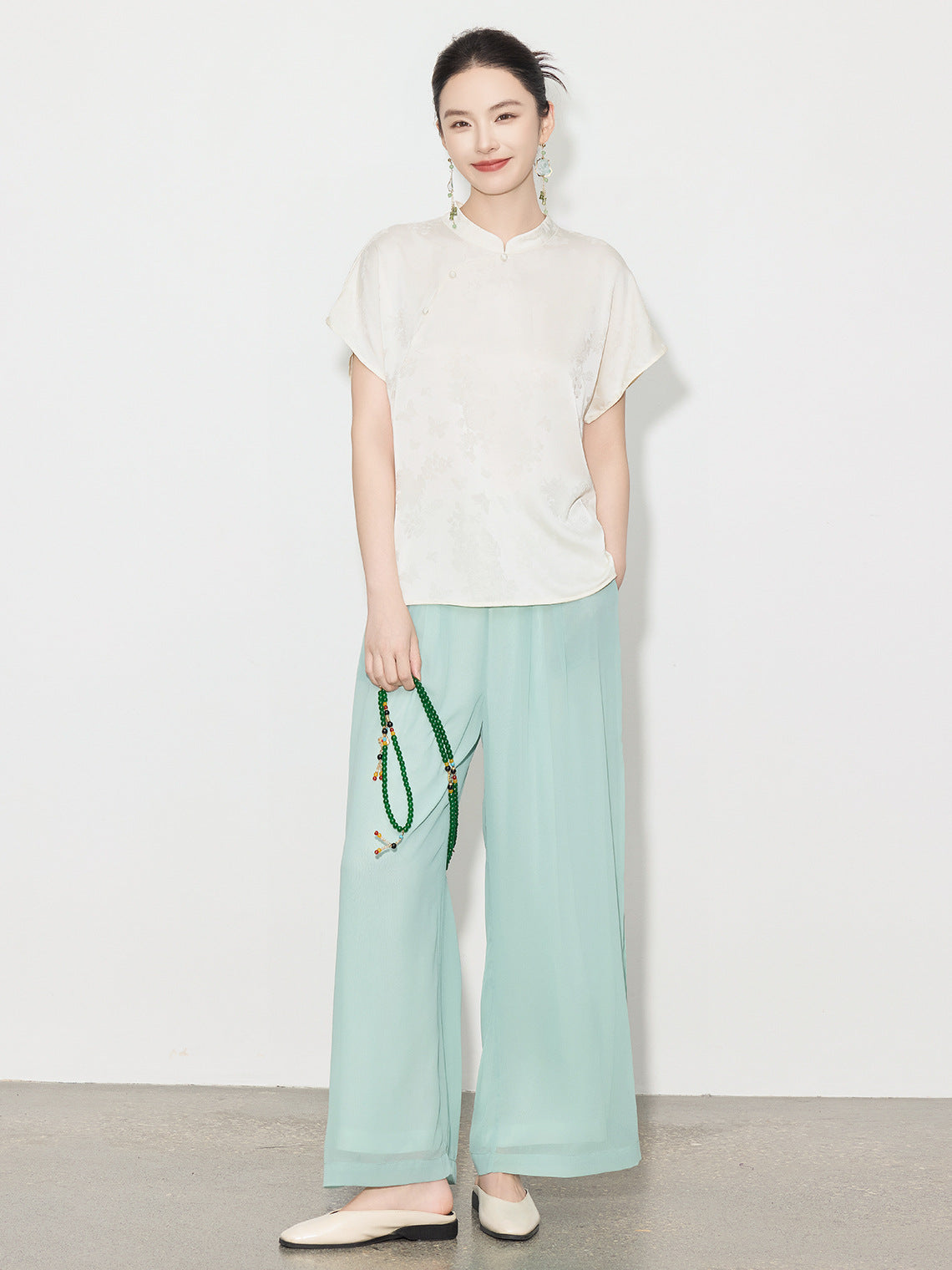 High-Waist Wide-Leg Draped Pants for Women