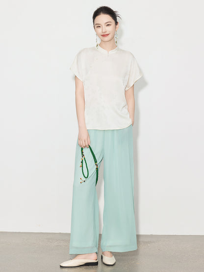High-Waist Wide-Leg Draped Pants for Women