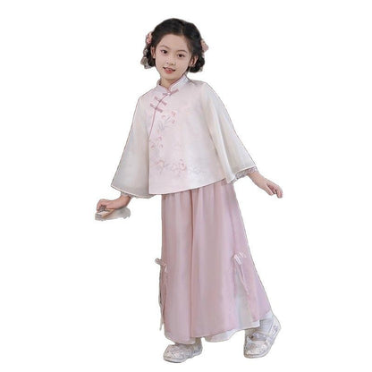 Girls’ Spring Autumn Hanfu | New Chinese Style Tang Suit Long Sleeve Set