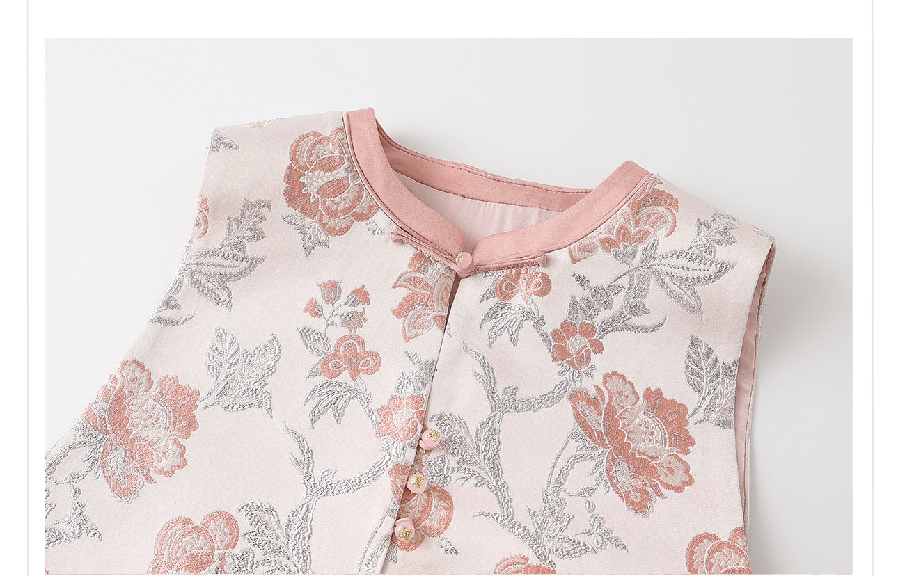 Elegant Jacquard Sleeveless Vest & Skirt Set for Autumn