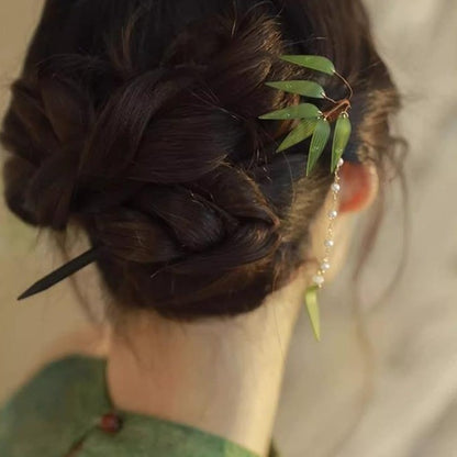Bamboo Leaf Hairpin | New Chinese Style Tassel Hair Accessory for Women