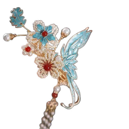 Chinese Ancient Costume Back Press Side Clip Jingtai Blue Hair Accessory