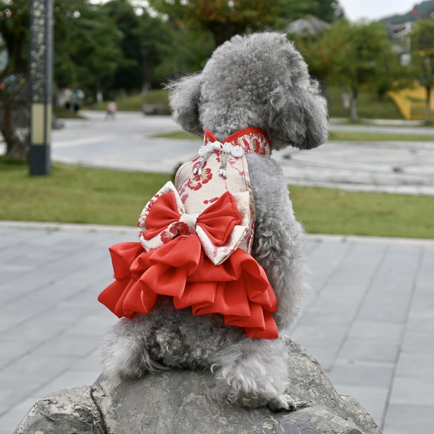 Chinese Style Pet Cheongsam Princess Style Tang Suit Dog Cat Dress Teddy Bichon Clothes