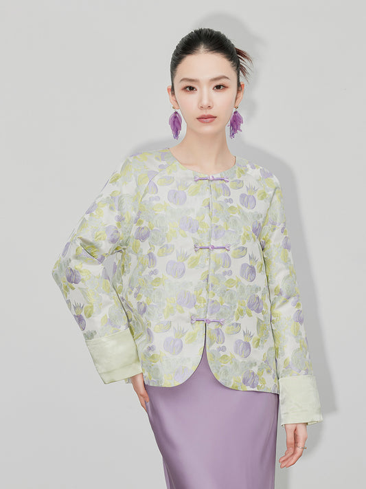 Autumn Women's Tulip Brocade Jacquard Elegant Jacket