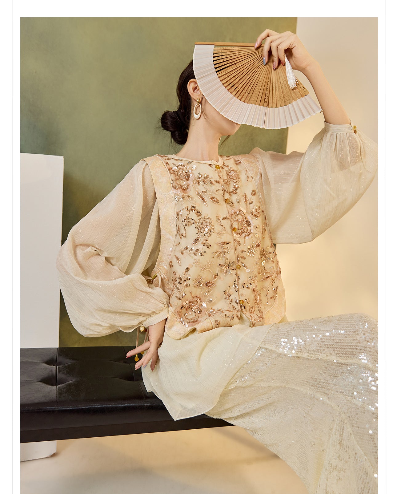 New Chinese Style Embroidered Mesh Shirt | Autumn Light Luxury Elegant Top