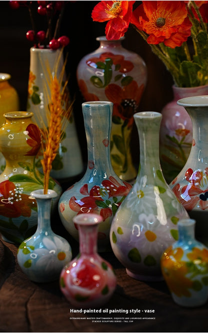 Jingdezhen Handmade Ceramic Vase — Oil Painting Style Small Home Decor