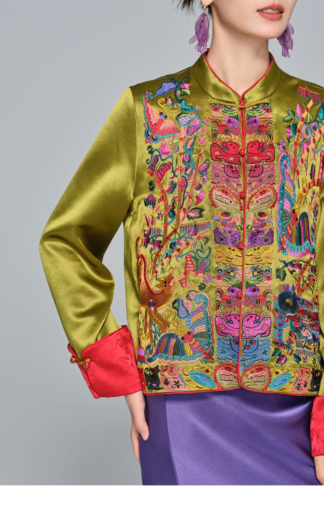 Stylish Embroidered Acetate Jacket