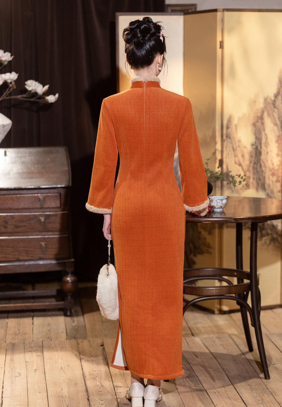 2025 New Thickened Cheongsam – Elegant Warm Daily Chinese Dress