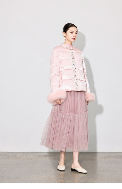 Luxury Pleated Mesh Skirt — Fairy-Inspired Layered Hem Midi