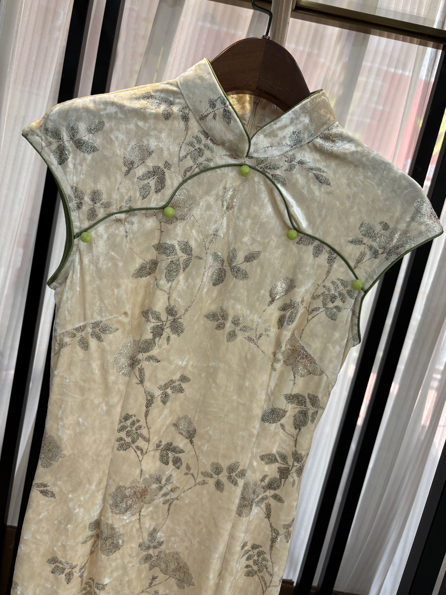 New Chinese Style Cheongsam – Blue Elegant Daily Dress