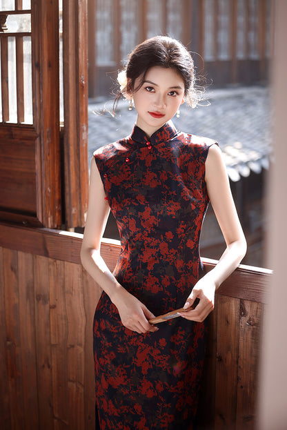 Slim Fit Retro Qipao – Elegant Long Chinese Dress