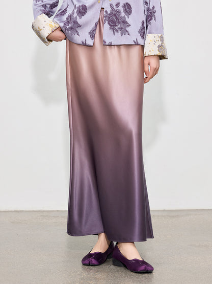 High-End Gradient Satin Mermaid Midi Skirt, Spring Design