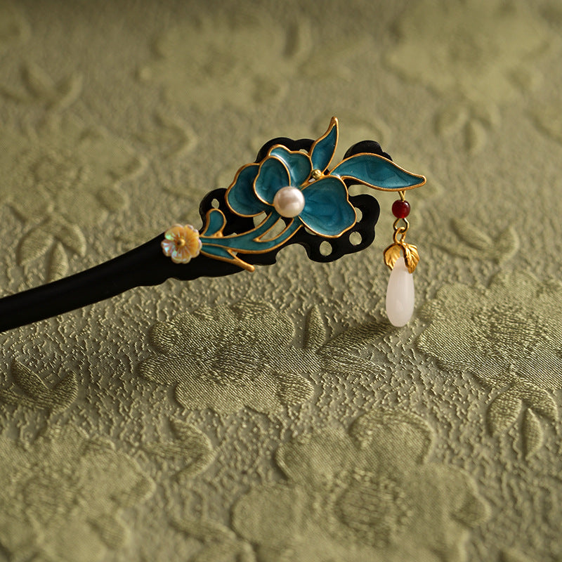 Pure Handmade Ebony Hairpin Women Ancient Style Daily Hair Bun Accessory