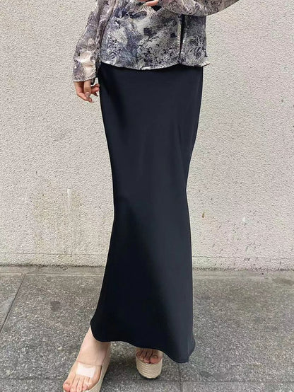Chic High-End Acetate Midi Mermaid Skirt