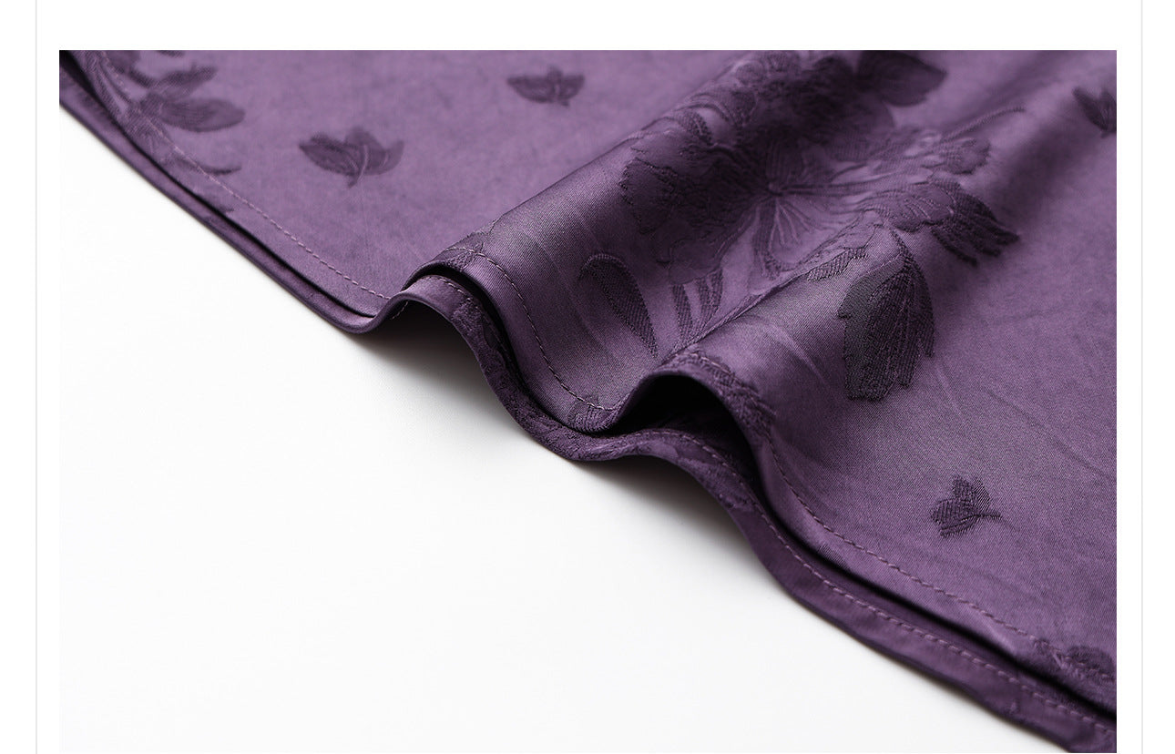 2026New Chinese Style Super Beautiful Purple Printed Rayon Vest and Skirt Early Autumn Set for Women