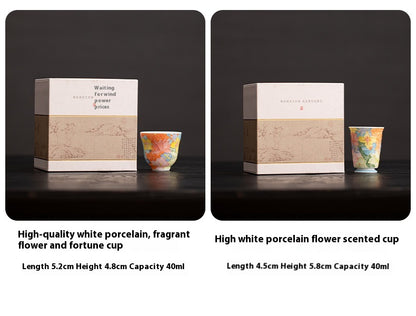 Jingdezhen Hand-Painted Underglaze Master Tea Cup Threaded Design