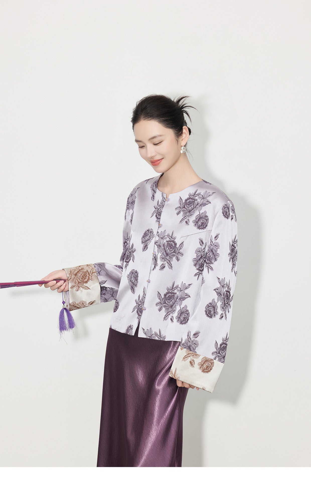 High-End Stylish Satin Jacquard Jacket for Women