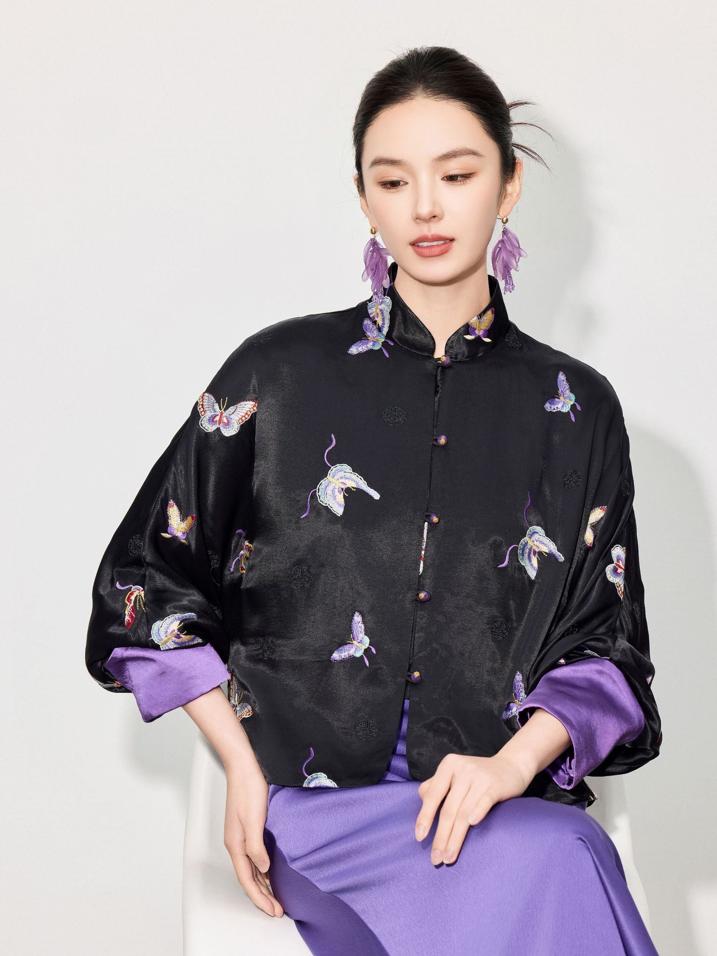 High-End Elegant Loose Fit Embroidered Blouse for Women