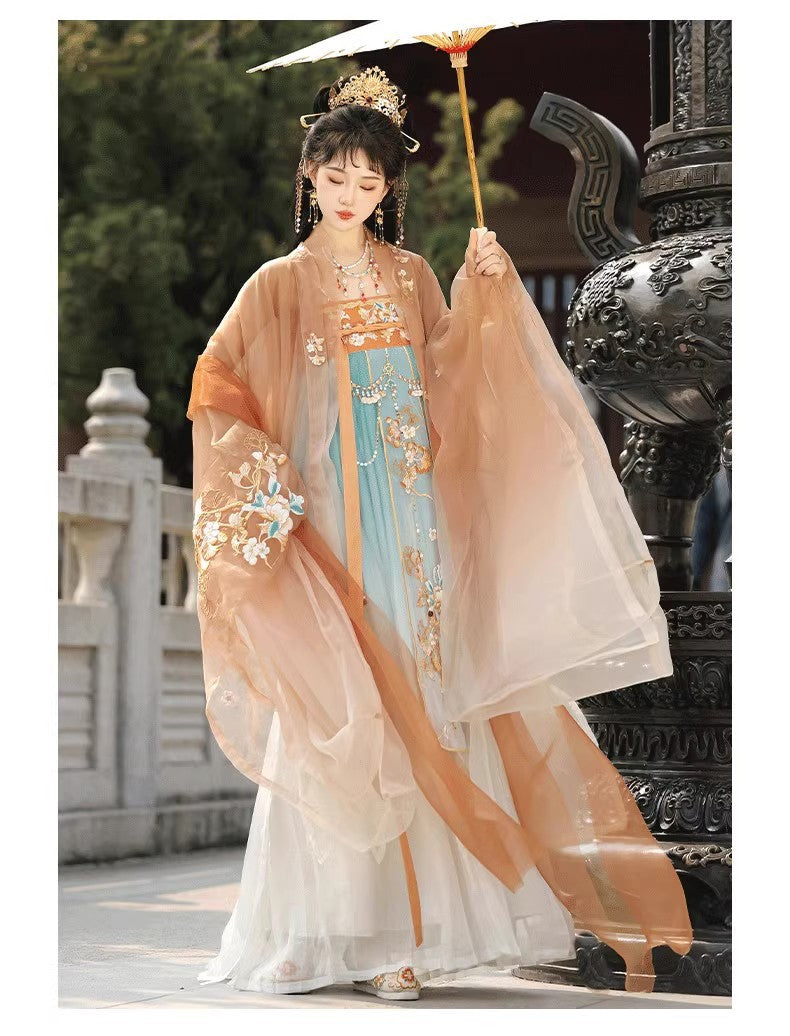 Oriental Ancient Hanfu — Chest-High Ru Skirt & Heavy Embroidery Outfit