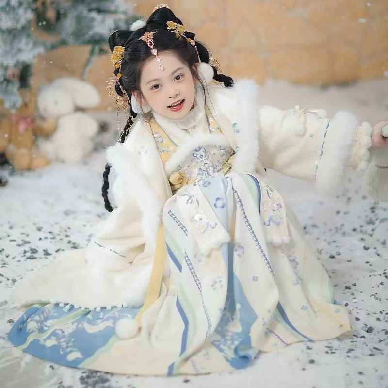 Children’s Winter Hanfu | Thickened Tang Suit New Year Outfit for Girls