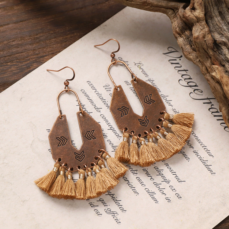 Vintage Boho Tassel Earrings — Niche Chinese Ethnic Long Drop Earrings