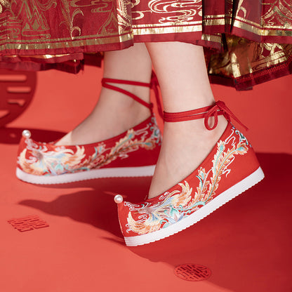 Autumn 2025 Hanfu Shoes — Bride Xiuhe Shoes with Inner Height for Women