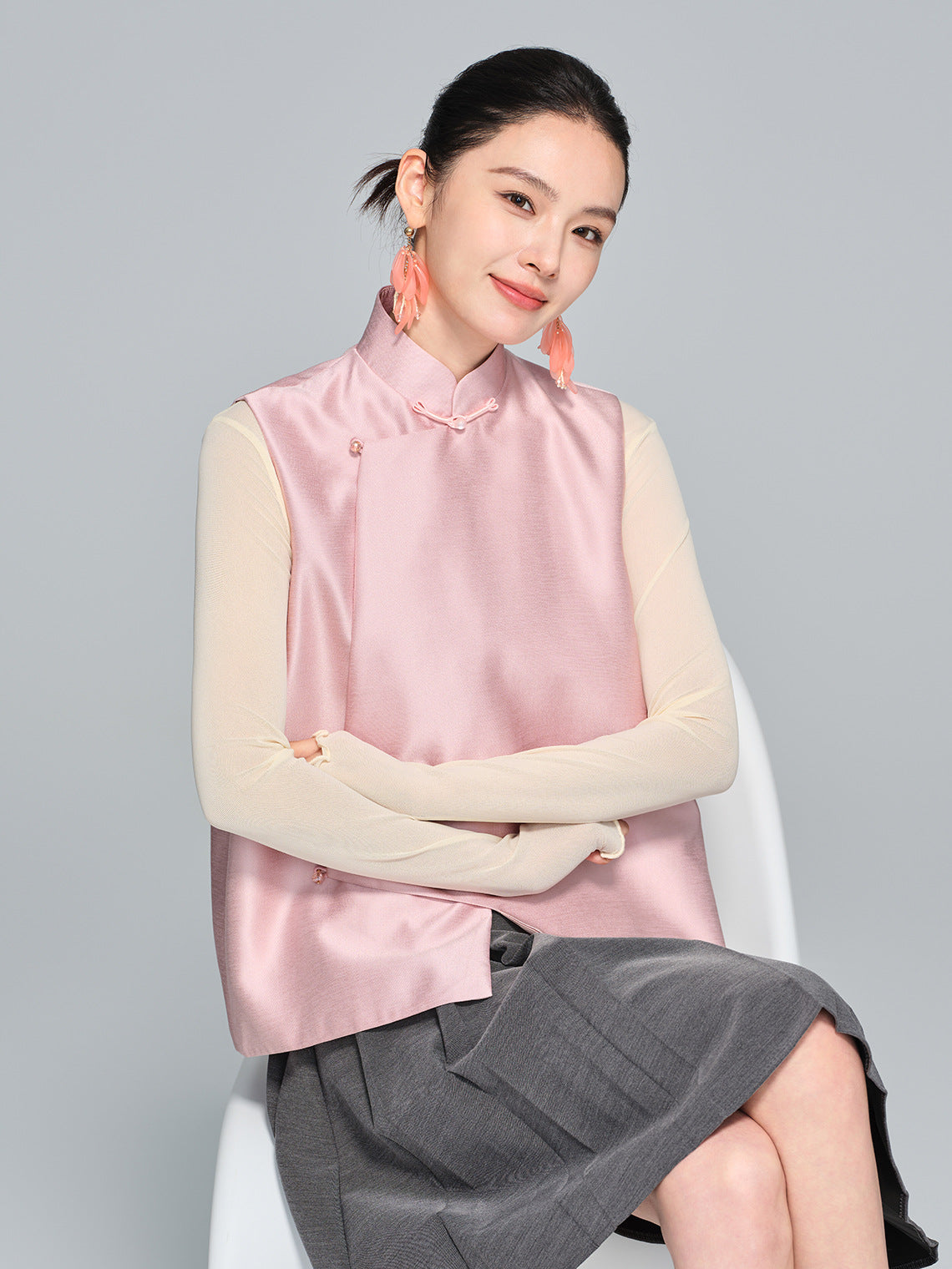 Stylish Stand Collar Women's Vest