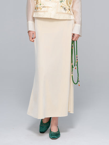 Autumn High-Waisted Long Velvet Skirt for Women