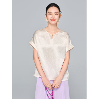 Casual Silky Short Sleeve Blouse