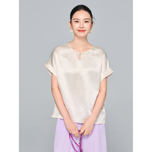 Casual Silky Short Sleeve Blouse