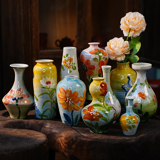 Jingdezhen Handmade Ceramic Vase — Oil Painting Style Small Home Decor