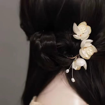 Elegant White Magnolia Hairpin New Chinese Style Fairy Hanfu Updo Hairpin