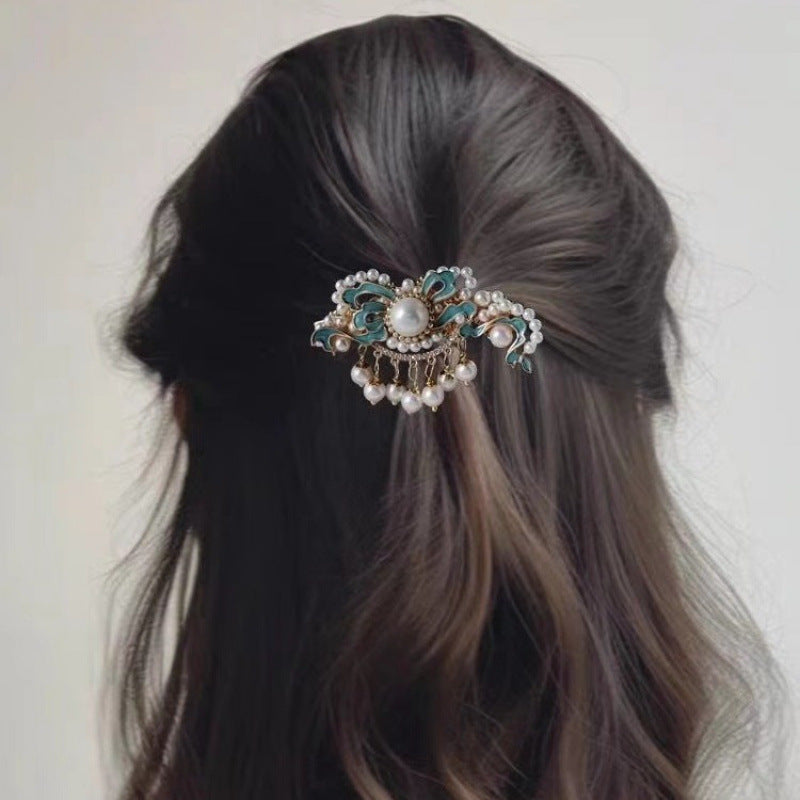 Hanfu Side Hair Clip Ming Song Style Qipao Accessory Enamel Lily Bell Hairpin