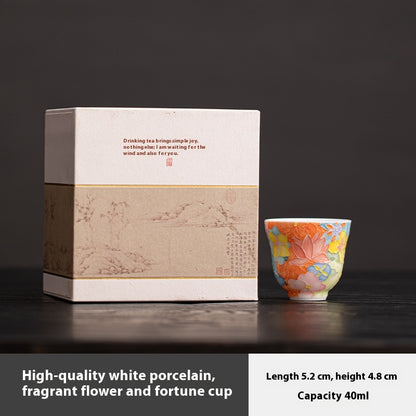 Jingdezhen Hand-Painted Underglaze Master Tea Cup Threaded Design
