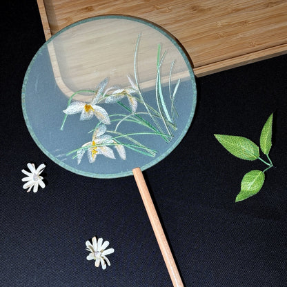 Handmade Chinese Round Fan — Summer Hanfu Cheongsam Embroidered Fan