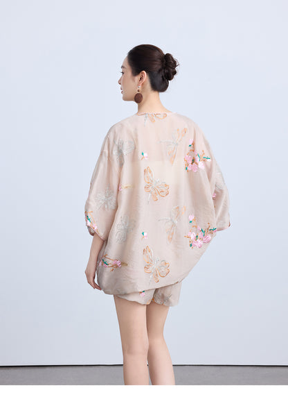 Chinese Style Embroidered Top & Shorts Set New Loose Two-Piece Outfit
