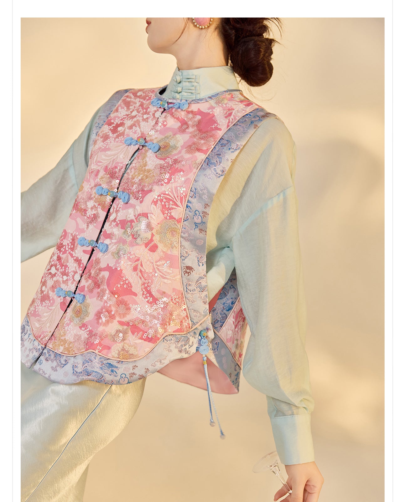 Jacquard Sequin Tank Top – Elegant National Style Women's Wear