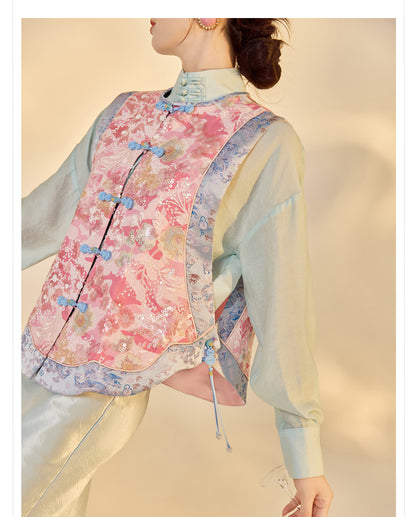 Jacquard Sequin Tank Top – Elegant National Style Women's Wear