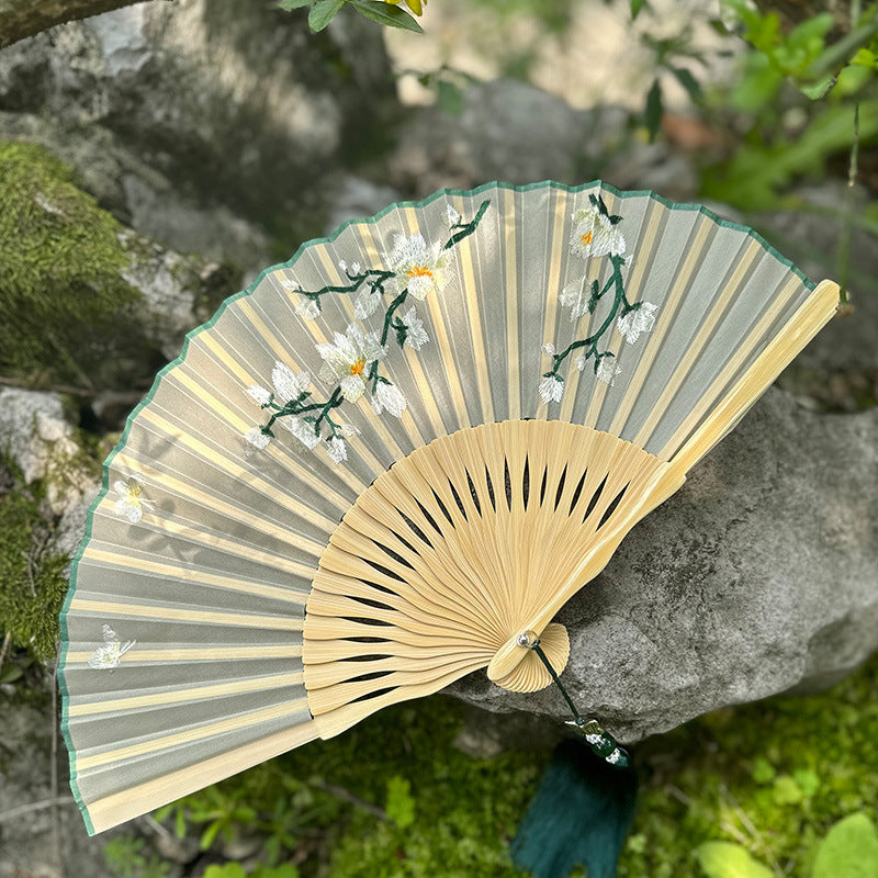 Handmade Suzhou Embroidery Folding Fan — Chinese Style Craft Gift