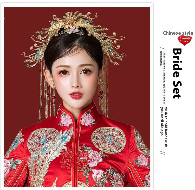 Xiuhe Clothing Phoenix Crown Xiapai Bride Dragon Phoenix Gown Headwear