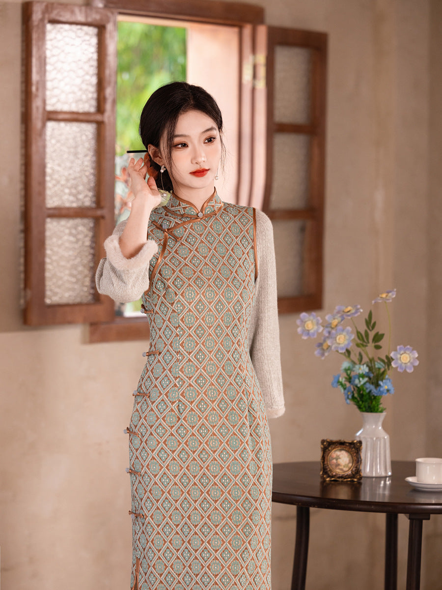Improved New Chinese Style Qipao – Daily Elegant Winter Dress