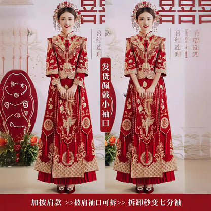Chinese Wedding Dress Dragon Phoenix Xiuhe Bride & Groom Set