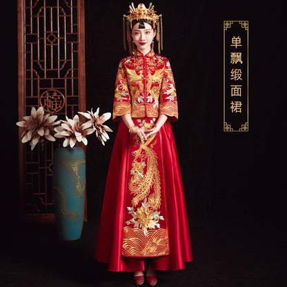 Xiuhe Wedding Dress Bride Plus Size Dragon Phoenix Gown Set