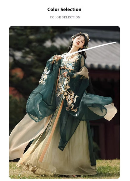Oriental Ancient Hanfu — Chest-High Ru Skirt & Heavy Embroidery Outfit