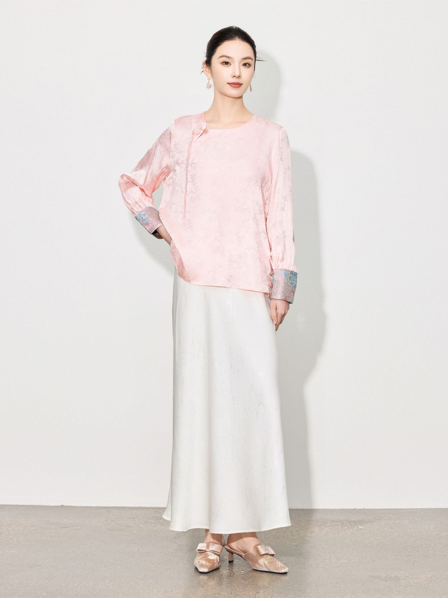 Stylish Retro Long Sleeve Jacquard Shirt