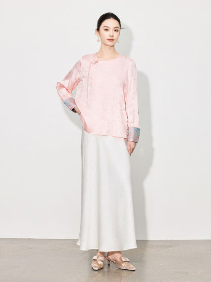 Stylish Retro Long Sleeve Jacquard Shirt