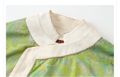 Early Autumn New Chinese Style Silk Lace-Up Short Coat | Retro Thin Top for Women